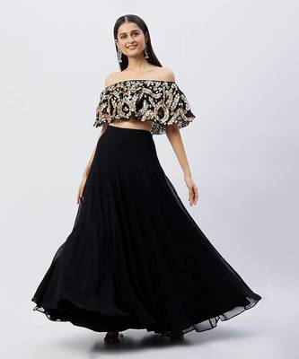 Black Crop Top With Skirt 1