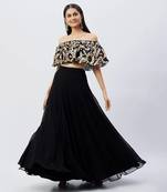 Black Crop Top With Skirt