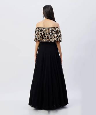 Black Crop Top With Skirt 2