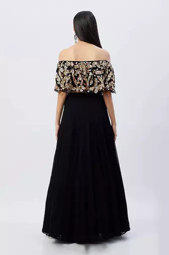 Black Crop Top With Skirt