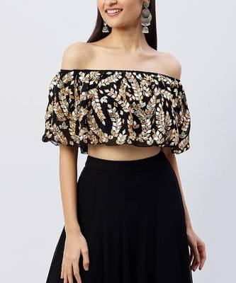 Black Crop Top With Skirt 3