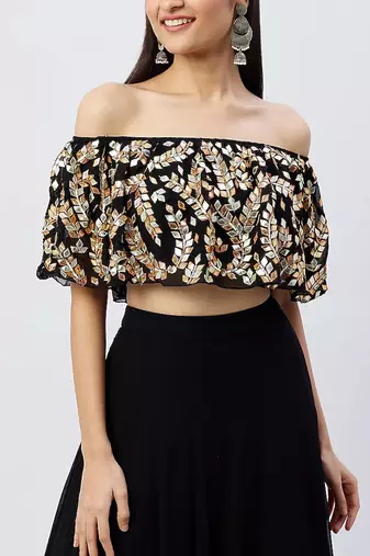Black Crop Top With Skirt
