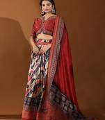 Multi Color Embroidered Silk Lehenga Choli with Dupatta