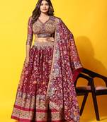Pink Embroidered Silk Lehenga Choli with Dupatta