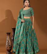 Sea Green Embroidered Silk Lehenga Choli with Dupatta