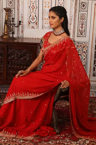 Rust saree set