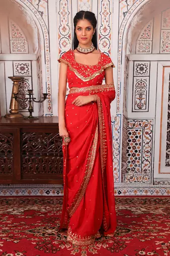 Rust saree set