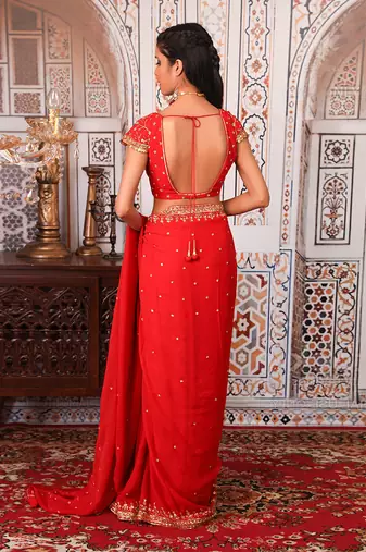 Rust saree set