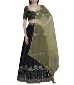 Black Raw Silk Lehenga Set