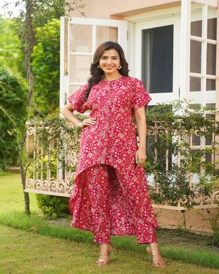 PINK MUSLIN PRINTED UP -DOWN CO-ORD SET 1