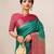 Indian Women Rama Green Dola Silk Weaving Woven Design Fusion Saree
