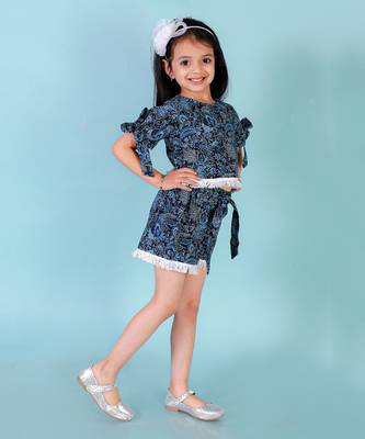 Blue cotton casual shorts set 3
