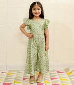 Green girls fusion ethnic jumpsuit
