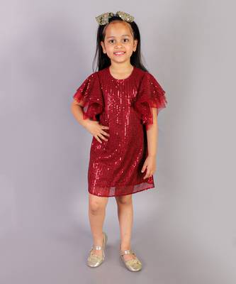 Red polyester party dress 1