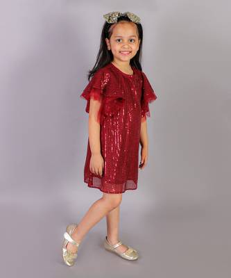 Red polyester party dress 2