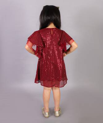 Red polyester party dress 3