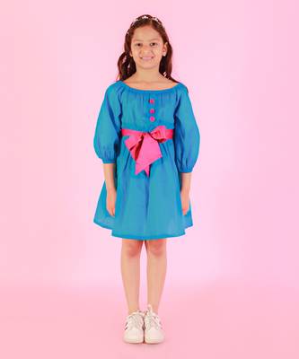 Blue cotton stylish dress 1