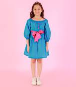 Blue cotton stylish dress