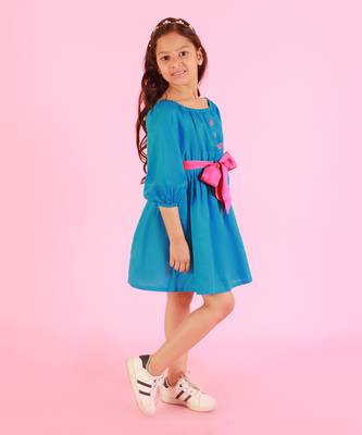 Blue cotton stylish dress 2