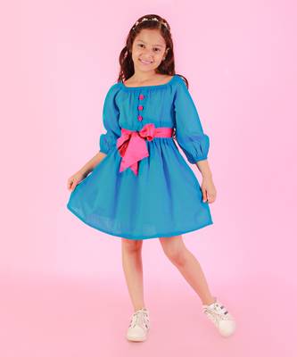 Blue cotton stylish dress 3