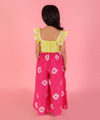 Pink girls fusion flared palazzo set 2