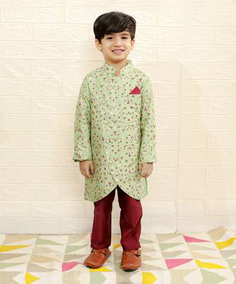 Green boys ethnic kurta set 1