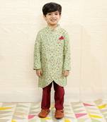Green boys ethnic kurta set