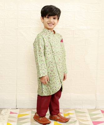 Green boys ethnic kurta set 2