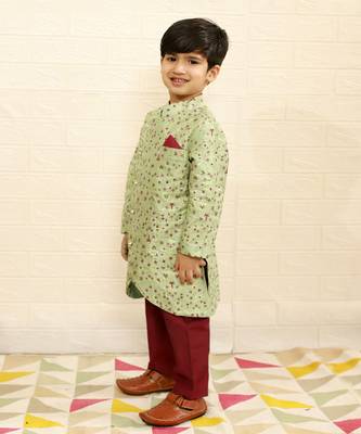Green boys ethnic kurta set 3
