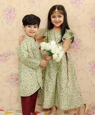 Green boys ethnic kurta set 5