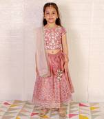Pink girls ethnic lehanga set