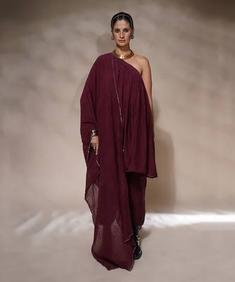 Wine plasma kurta dress set 1