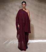 Wine plasma kurta dress set