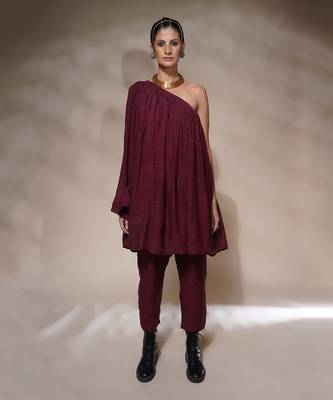 Wine plasma kurta dress set 2