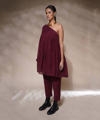 Wine plasma kurta dress set 3