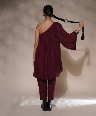 Wine plasma kurta dress set 4