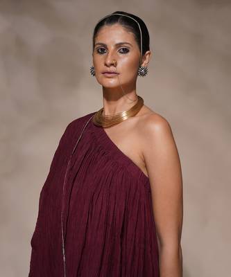 Wine plasma kurta dress set 5