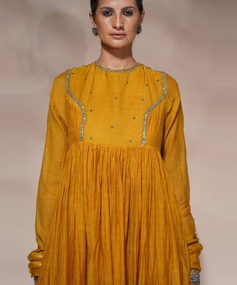 Mustard yellow goyave anarkali set 3