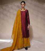 Maroon & mustard yellow ava kurta set