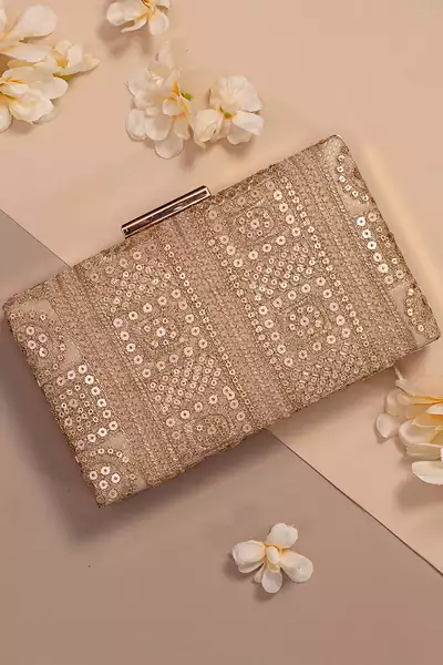 Gold bella box clutch