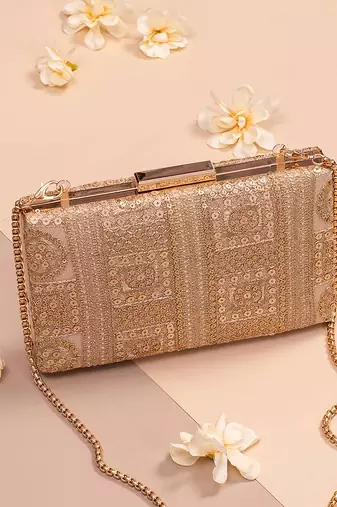 Gold bella box clutch