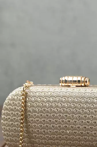 Champagne light gold capsule clutch
