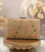 Gold floral creeper box clutch