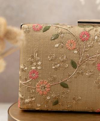 Gold floral creeper box clutch 2