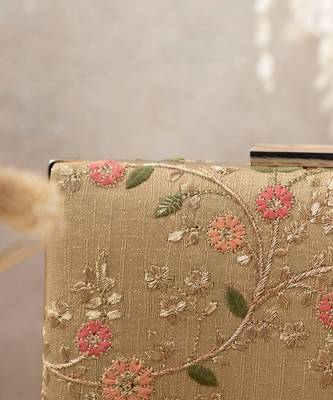Gold floral creeper box clutch 4