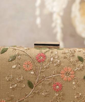 Gold floral creeper box clutch 5
