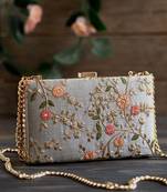 Grey floral creeper box clutch