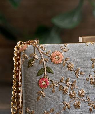 Grey floral creeper box clutch 2