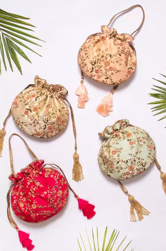 Mint floral creeper potli bag