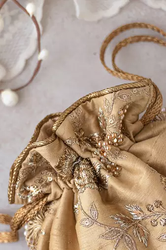 Gold scallop potli bag